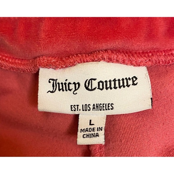 Juicy Couture Pink Velour Track Pants Wide Leg Side Logo Tape Drawstring Sz L - Picture 5 of 5